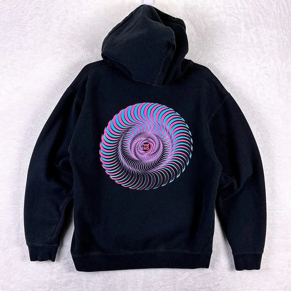 VTG Spitfire Hoodie Mens M Black The End Skate SoCal Surf Beach Skateboard Y2K